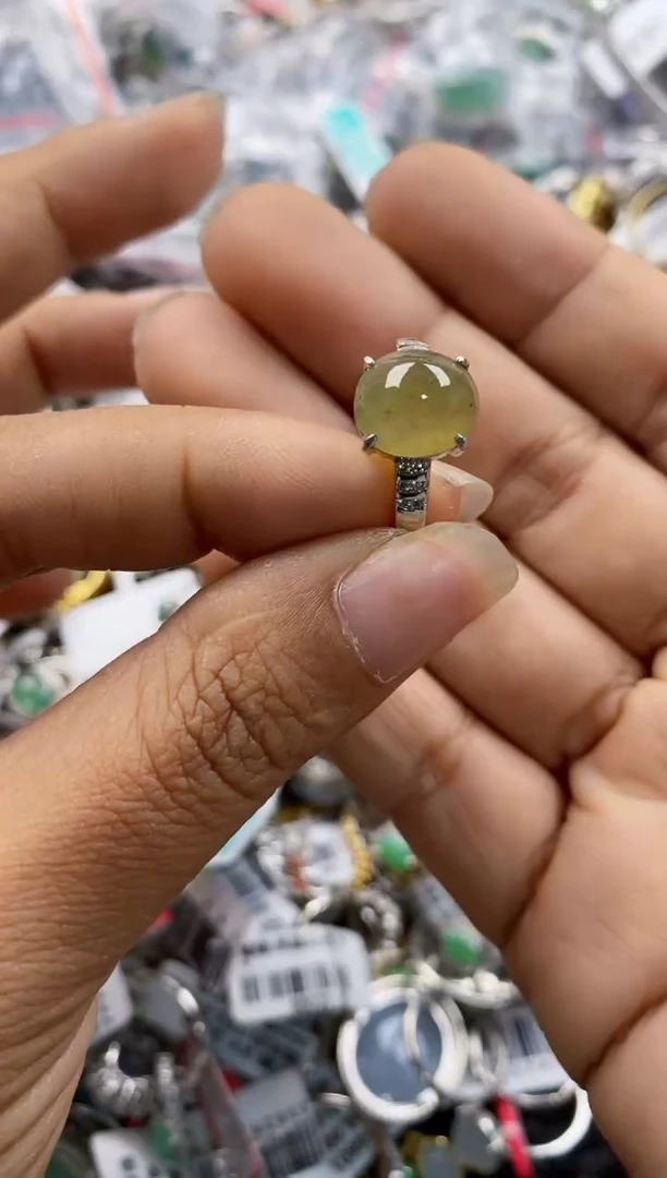 银S925镶嵌戒指翡翠8888----7
