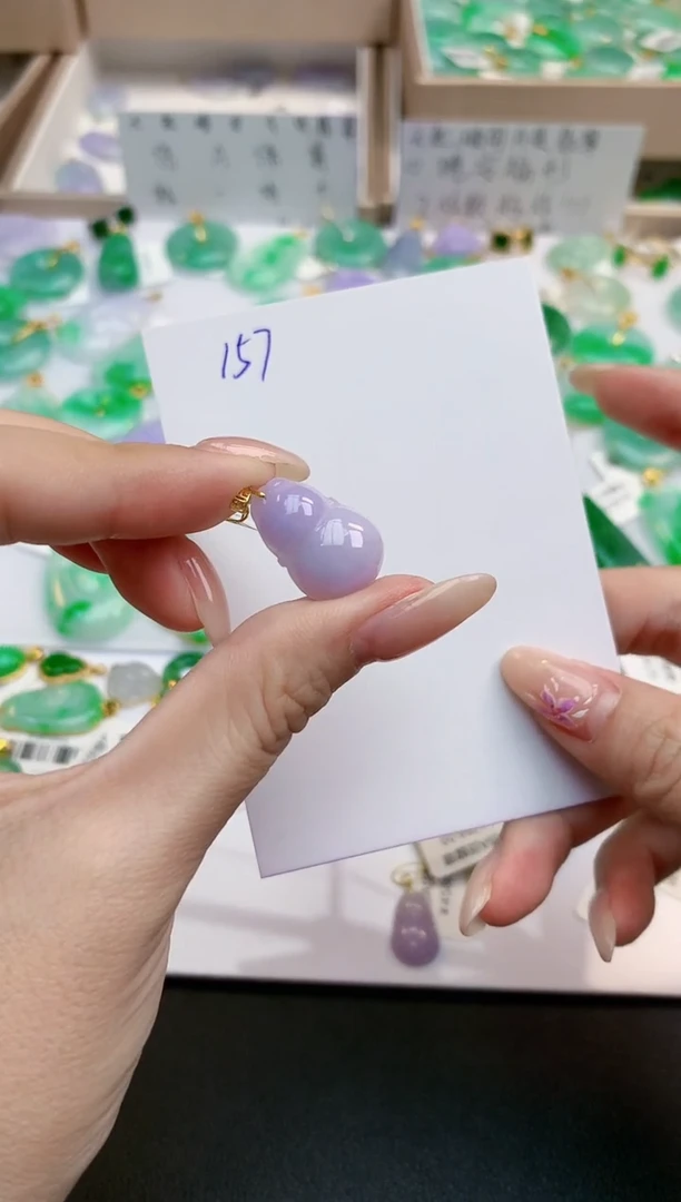 颈饰18K金镶嵌翡翠天然缅甸A货翡翠