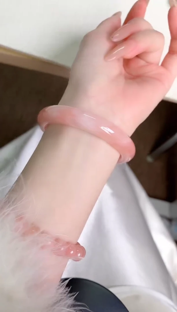 未镶嵌手镯石英质玉桃花酿11-圈口53.4-246