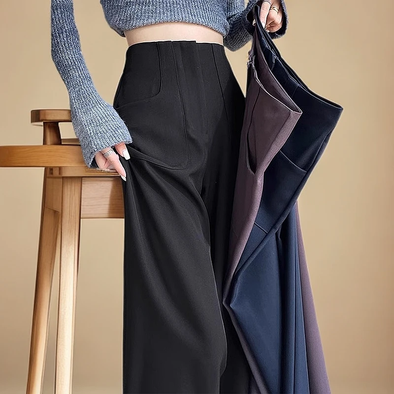 窄新款弯刀裤子西装阔腿裤女秋新款高腰垂感显瘦休闲裤春秋拖地裤