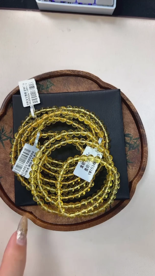 【闪购商品】琥珀手链未镶嵌YW1534约5mm多样性发一件