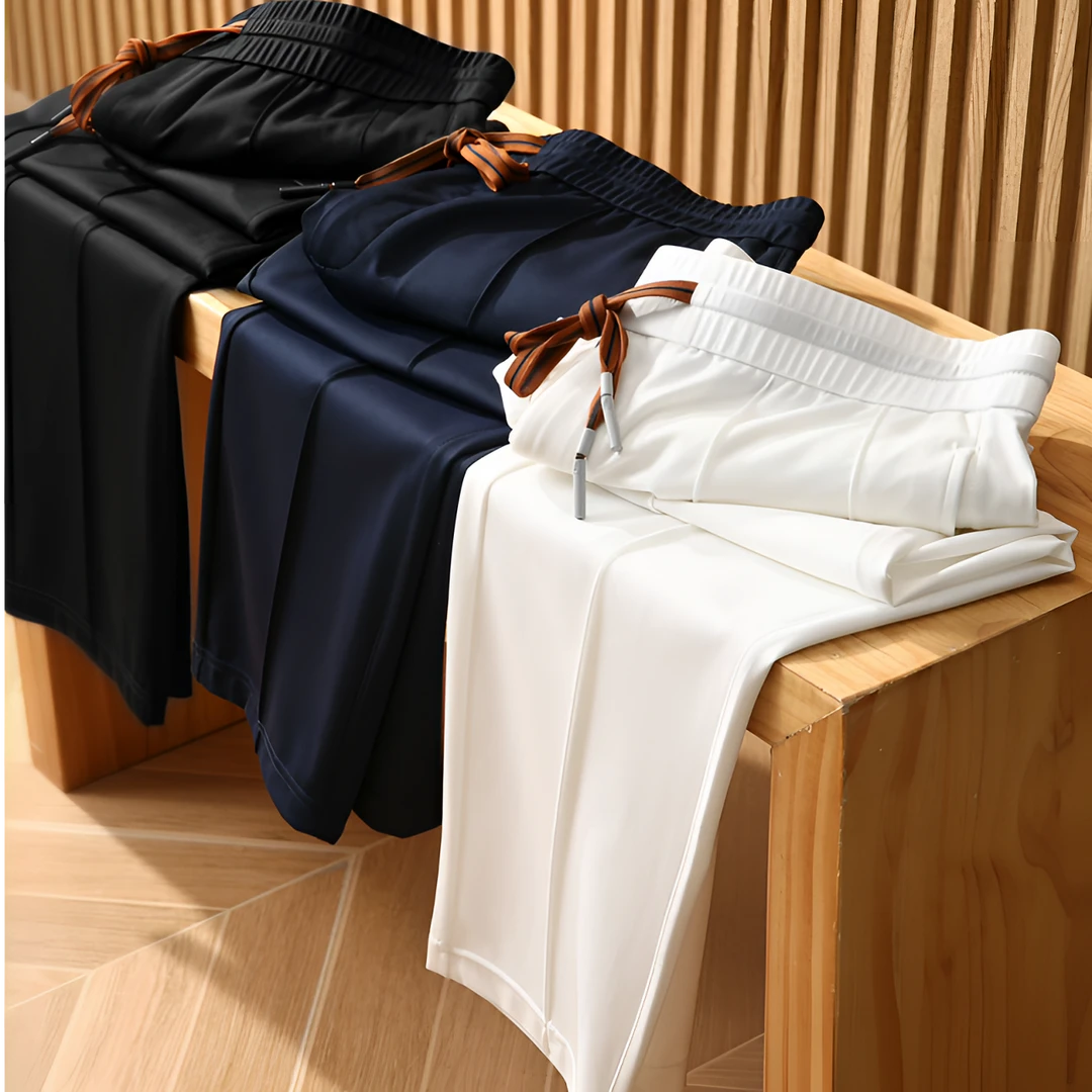 高端货！冰凉丝滑！桑蚕丝混纺！夏季薄款男士时尚休闲裤直筒裤长裤