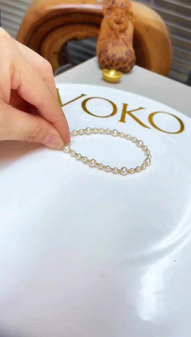 颈饰银S925镶嵌淡水珍珠3-5mm