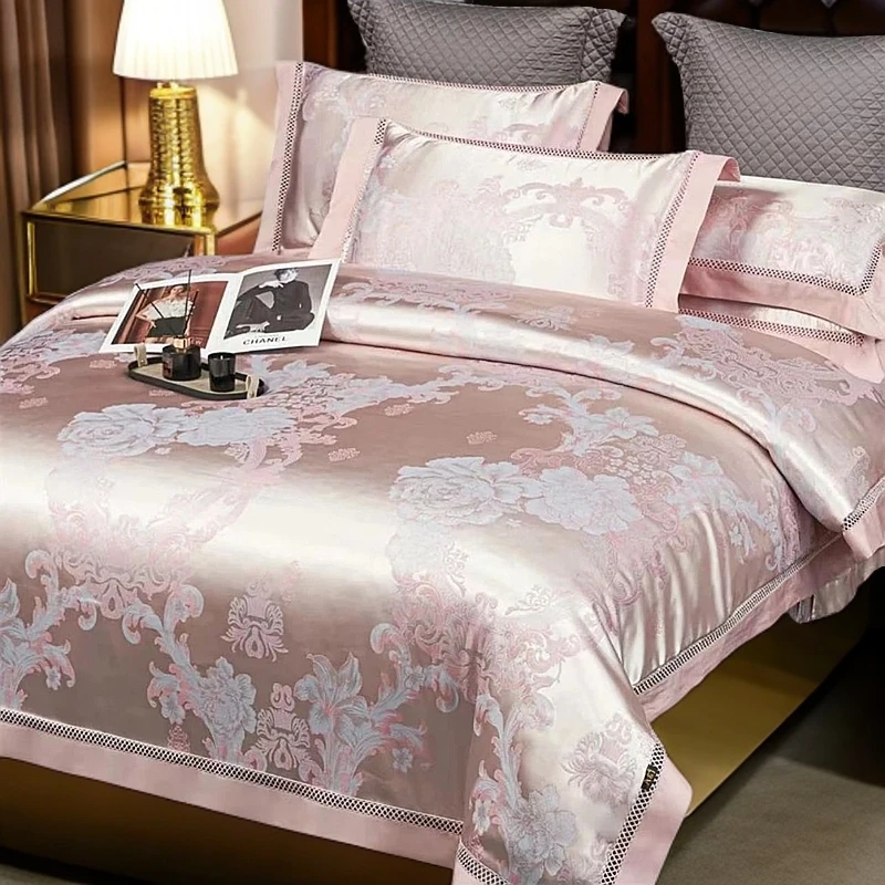 轻奢欧式全棉纯棉重磅高精密私人定制四件套-金粉