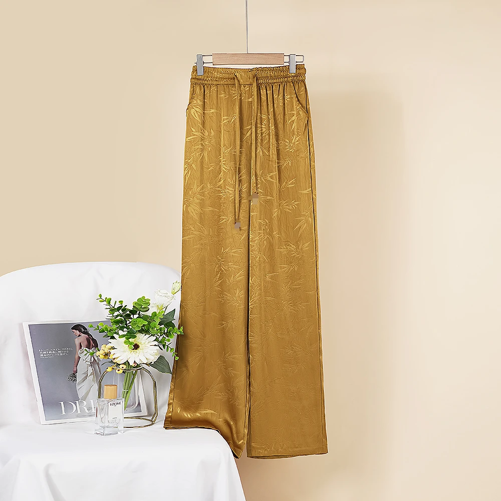 【专柜清货】琉光醋酸媲美真丝触感/浮雕印花夏季垂感高定高腰女裤