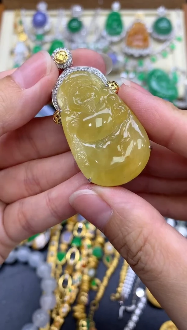 翡翠18K金镶嵌颈饰527-中国好珍宝