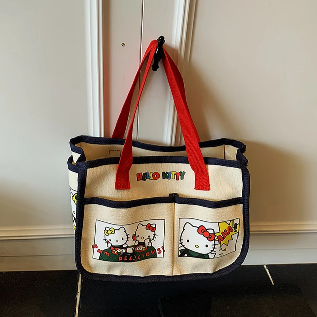 日系HelloKitty同款2025新款卡通手提包帆布印花凯蒂猫女购物袋
