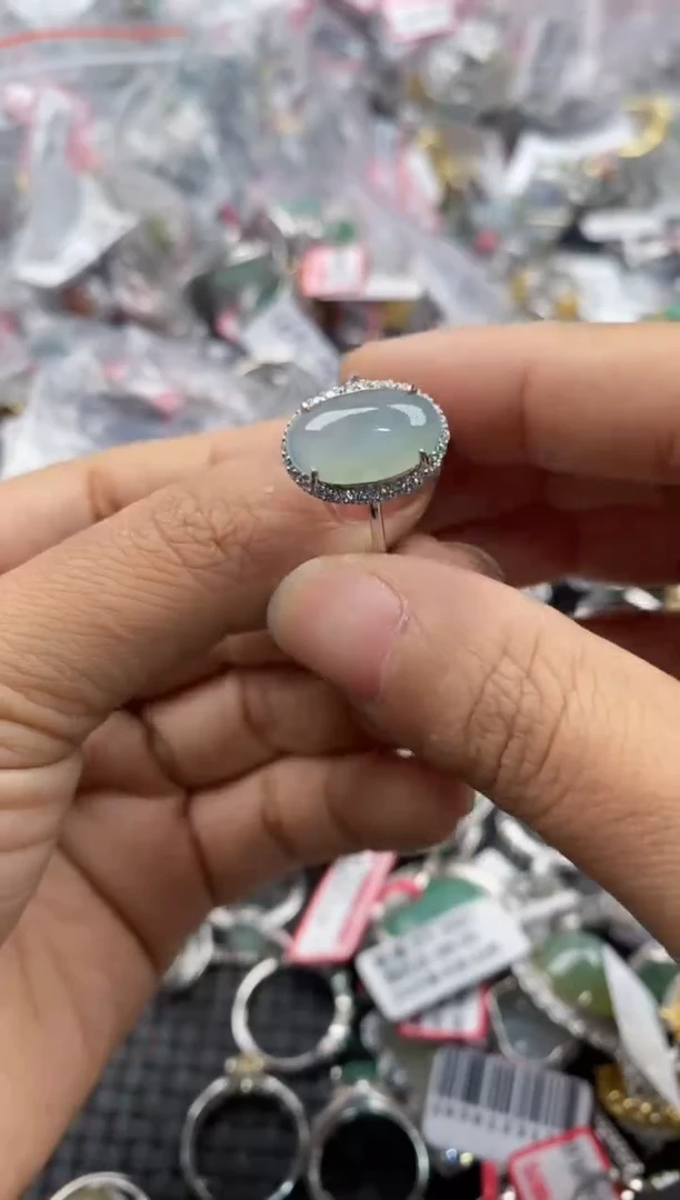 银S925镶嵌戒指翡翠3333----8
