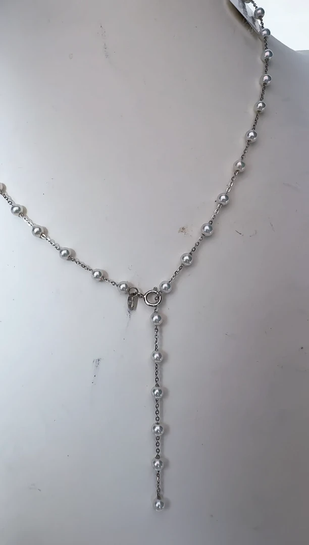 淡水珍珠银S925镶嵌颈饰项链