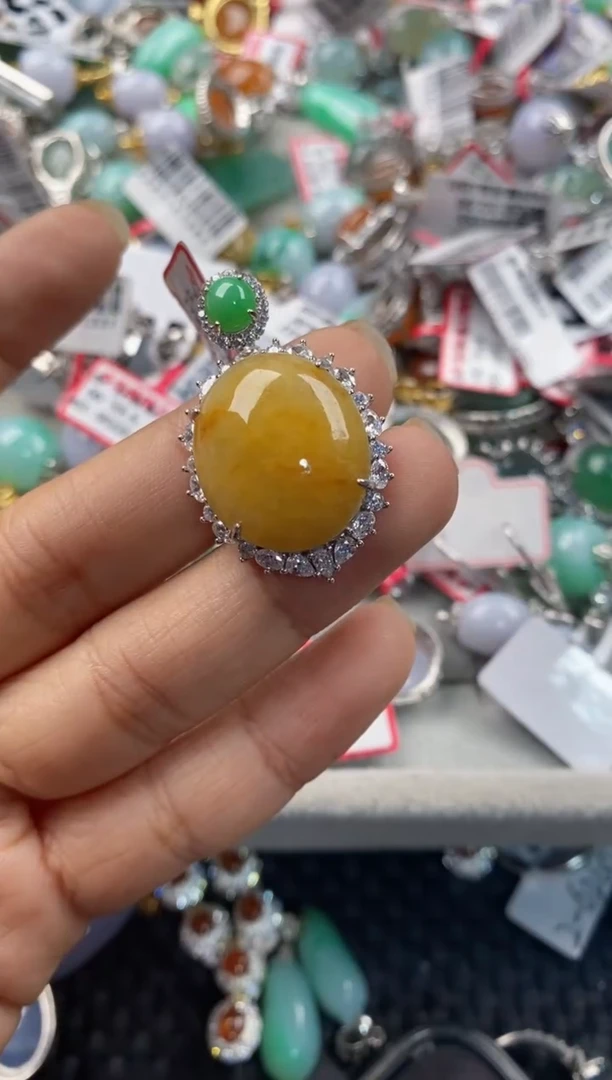 银S925镶嵌戒指翡翠7777---6