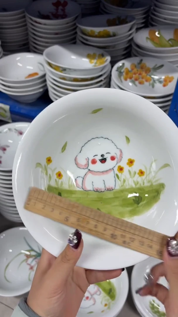 瓷片景德镇陶瓷食品级手绘釉中彩-汤碗