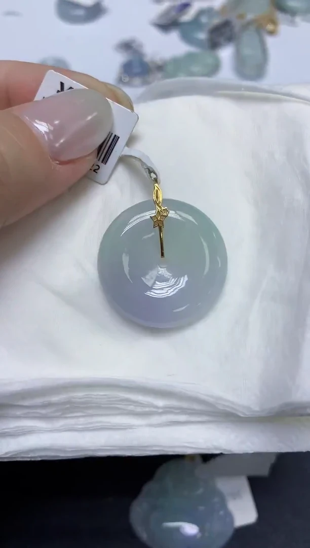 颈饰18K金镶嵌翡翠天然缅甸翡翠A货百元以上9元证书费自理