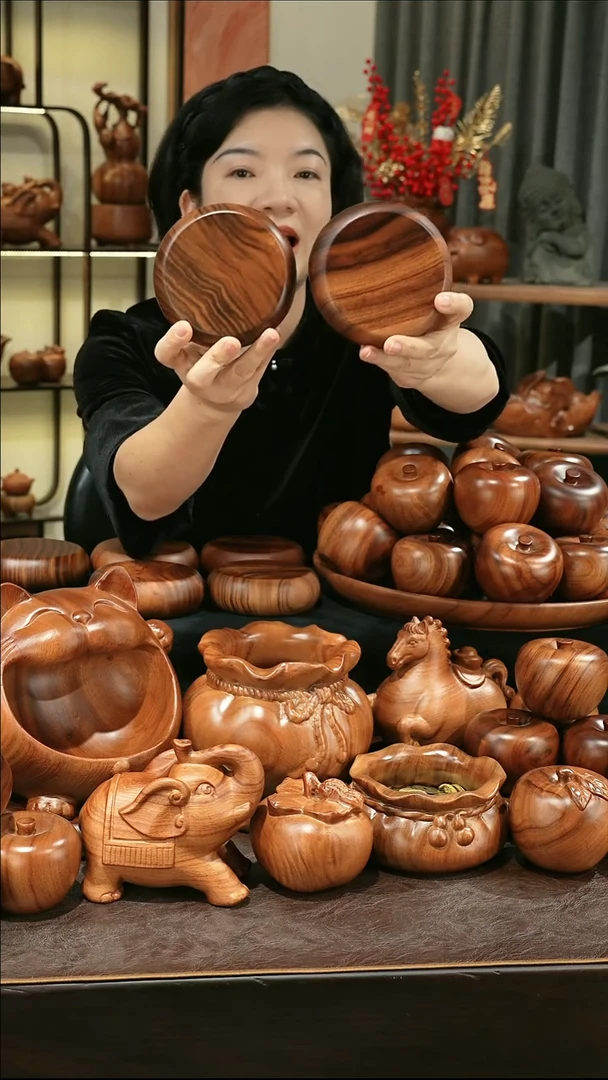 木12公分厚4公分MB061-1福鼓底座摆件小号微瑕随缘发其一