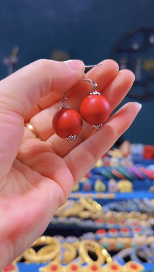 【闪购商品】非遗绝技 素漆耳环 红