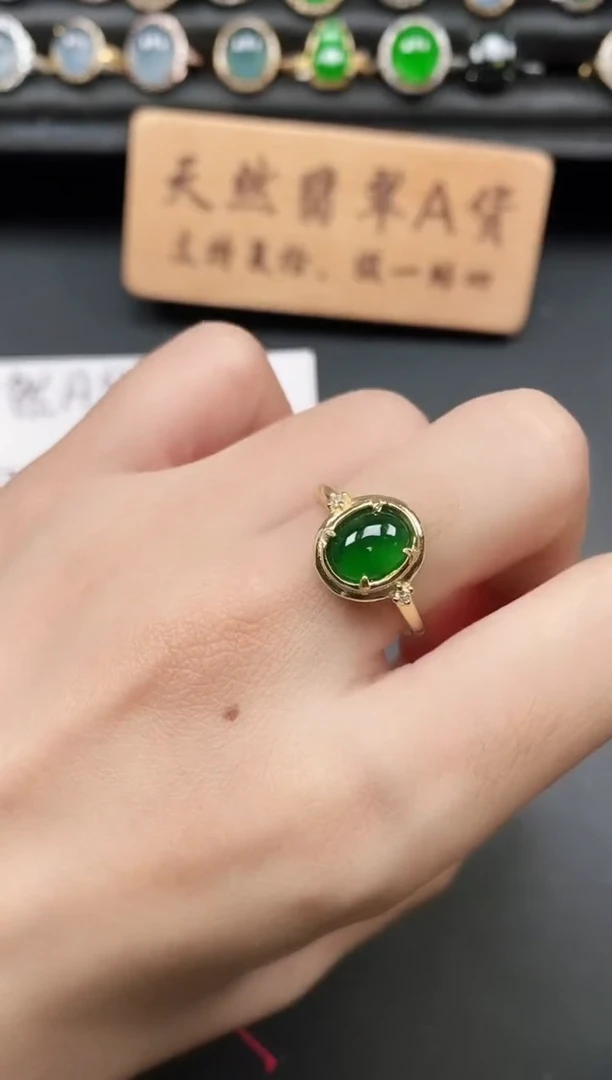 银S925镶嵌戒指翡翠11