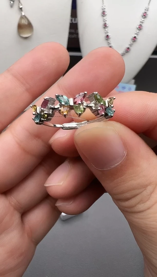 银S925镶嵌戒指碧玺3