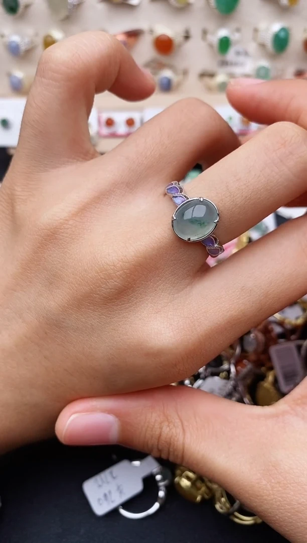 【闪购商品】翡翠戒指银S925镶嵌缅甸翡翠