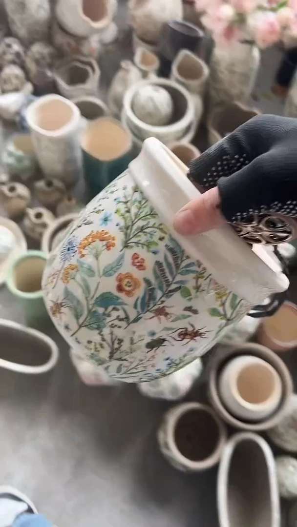 【闪购商品】陶瓷花盆高14cm内口12.5cm