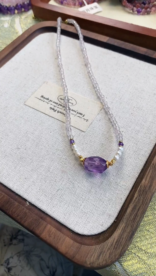 未镶嵌吊坠(赠链)水晶紫超七随型项链 多样性发一