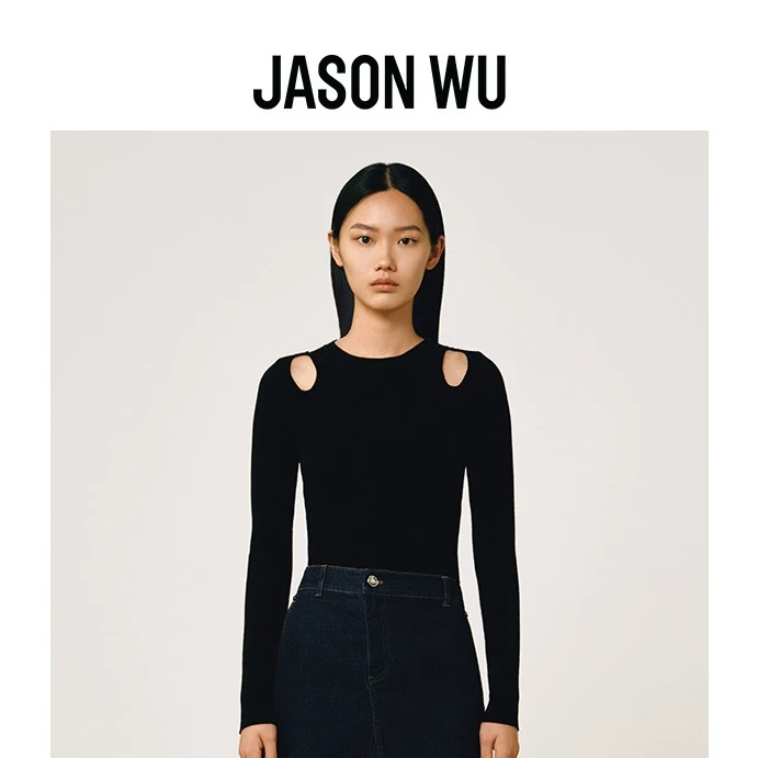 【设计感】JASON WU 25年秋冬新款肩部镂空百搭修身上衣针织衫女