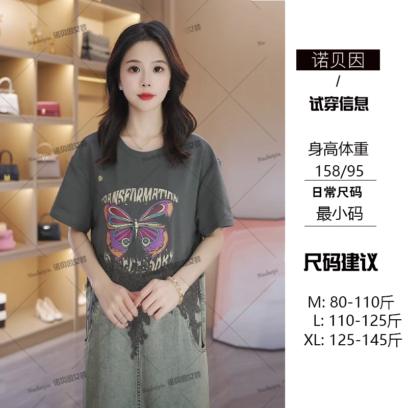 nuobeiyin/诺贝因夏季欧货女装宽松牛仔拼接休闲连衣裙 NTS682717