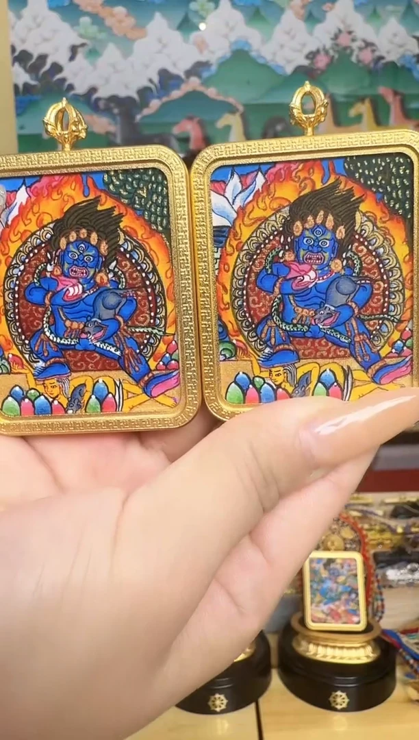 吊坠黑财神-热贡纯手绘周毛