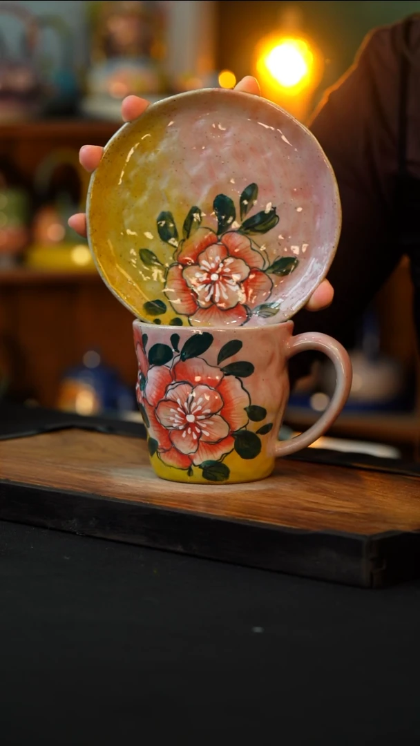 杯手绘心瓷陶瓷浮力