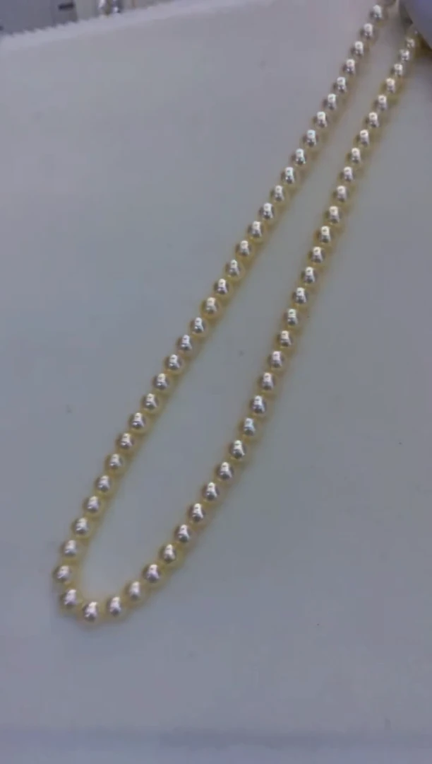 银S925镶嵌海水珍珠饰品6-7羽皇金满珠链