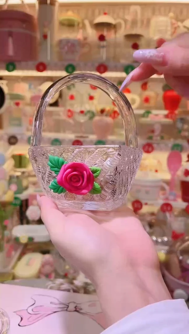 其他品质好发货快放心拍！玫瑰花爱心玻璃小提篮