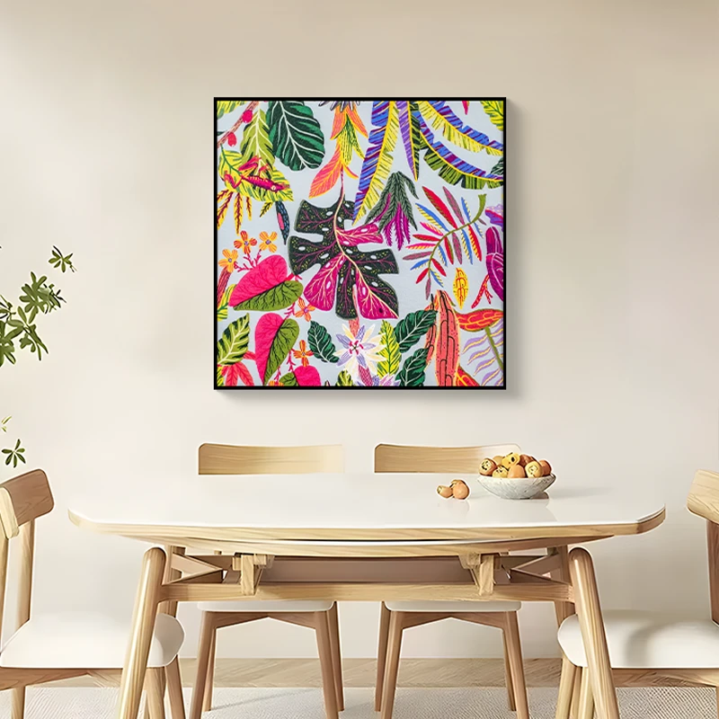 现代彩色多巴胺抽象客厅装饰画北欧简约小清新餐厅玄艺术挂画8080