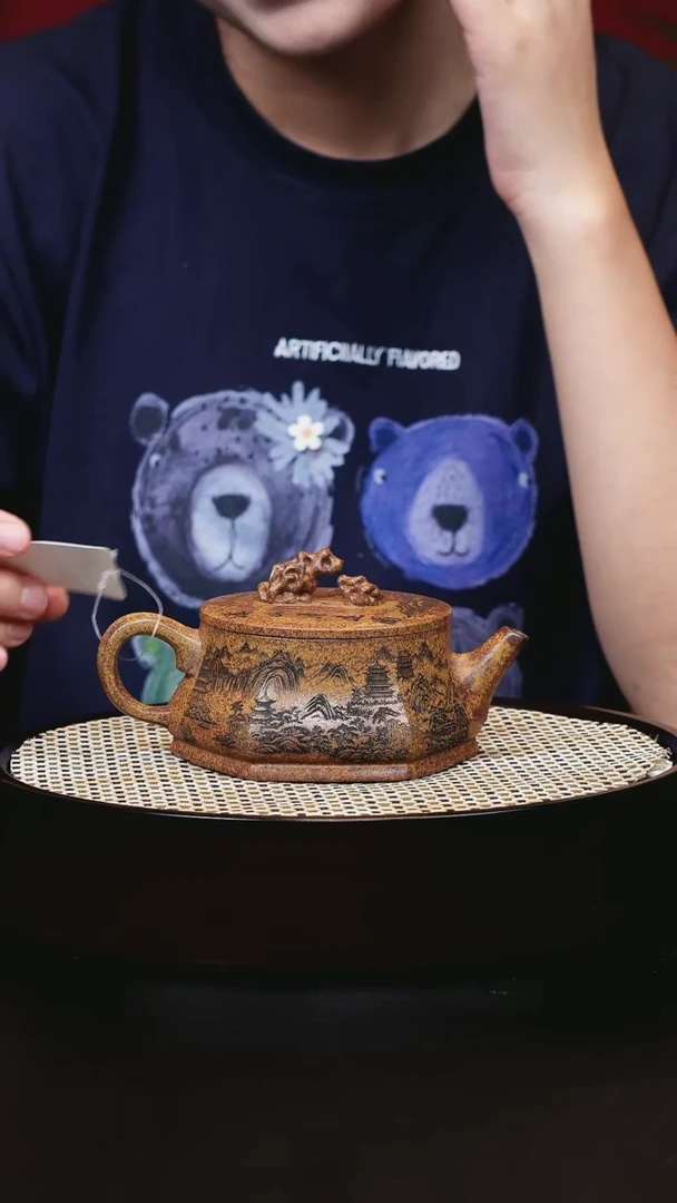 茶壶紫砂龙骨六方太湖