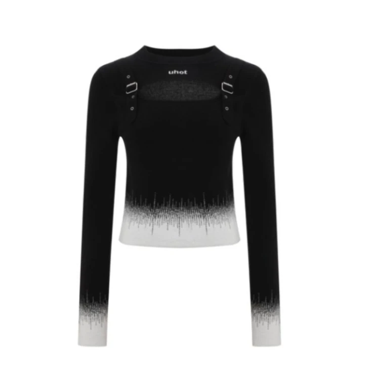 UHOT-25W6秋冬黑白拼色针织衫UWWW6Z203