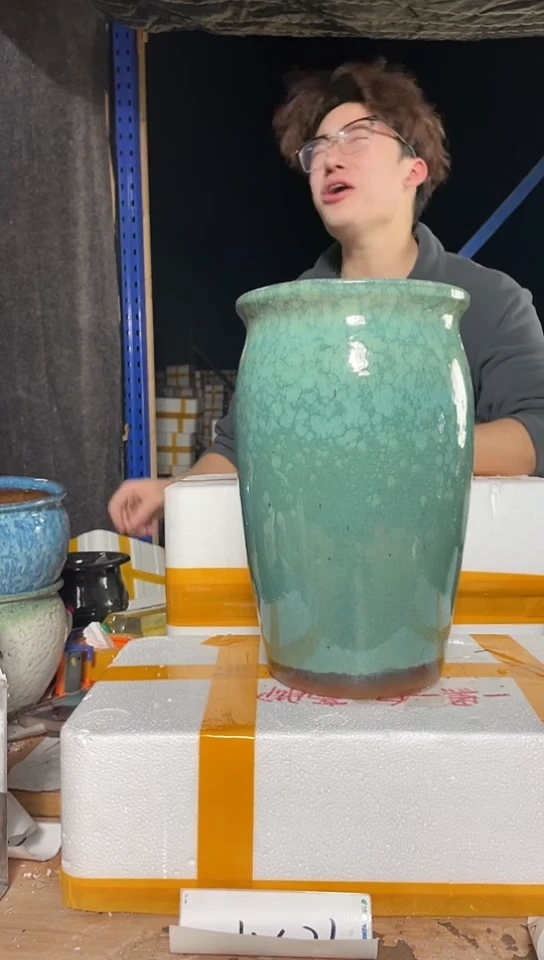 紫砂花盆宜兴紫砂粗陶花盆20*33