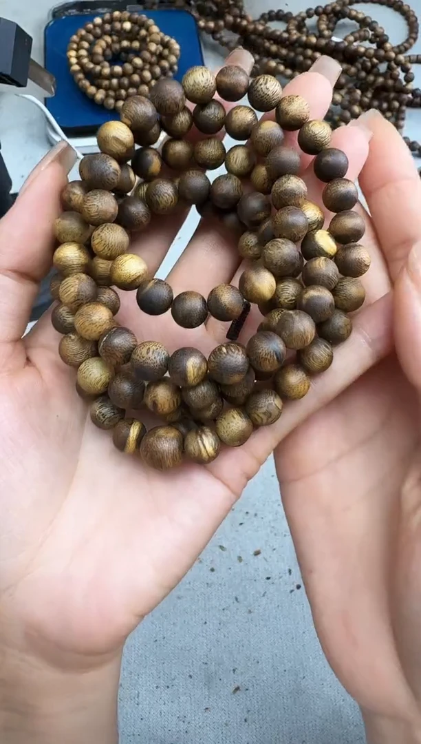 沉香手串0934白棋圆珠多圈多样性发一