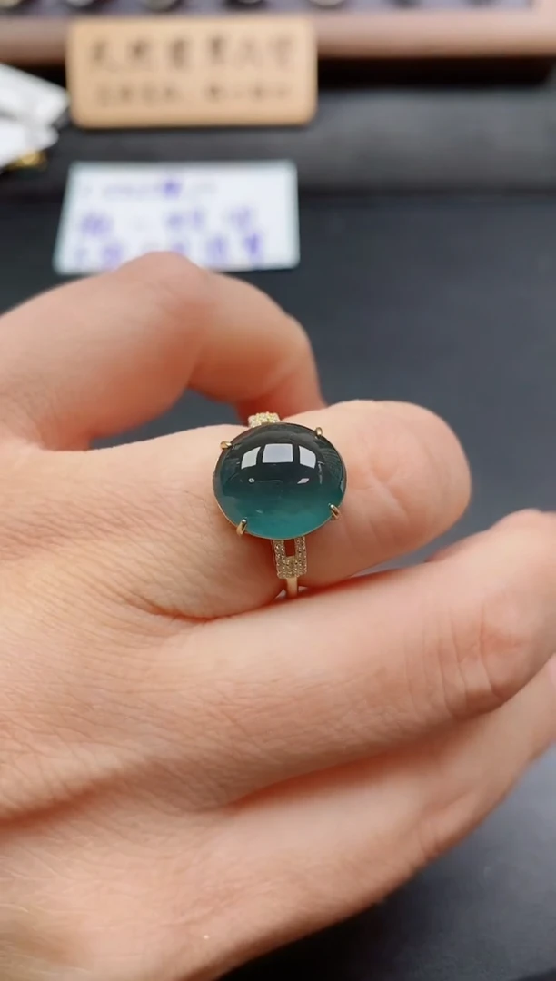 银S925镶嵌戒指翡翠1