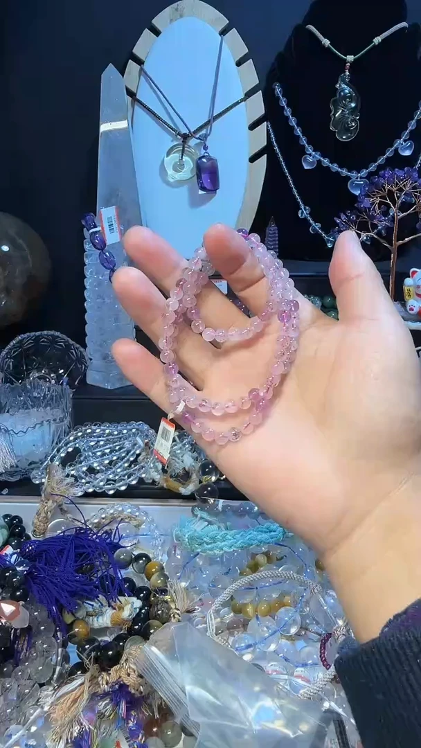 银S925镶嵌手链水晶天然仙女超七多圈手链