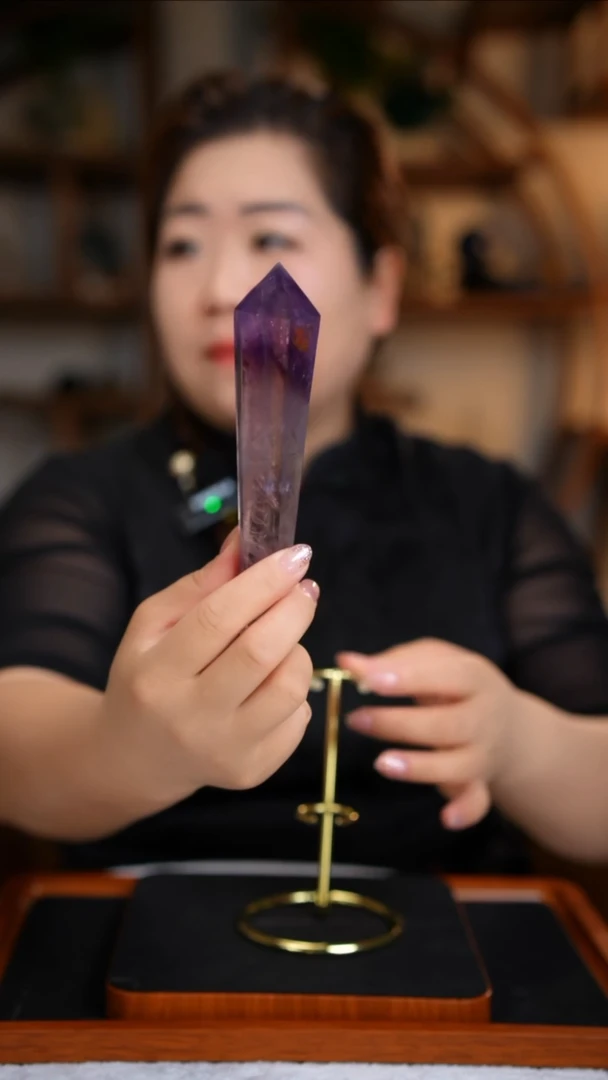 水晶珠宝半成品未镶嵌紫晶权杖D776