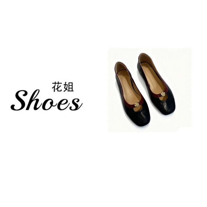 破破价Sy0907-12山茶花平底单鞋女法式复古浅口玛丽珍单鞋