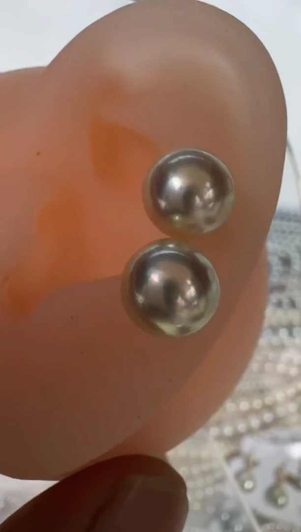 银S925镶嵌耳饰海水珍珠耳钉