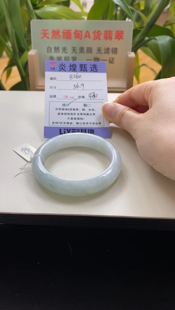 未镶嵌手镯翡翠圈口57编码b260
