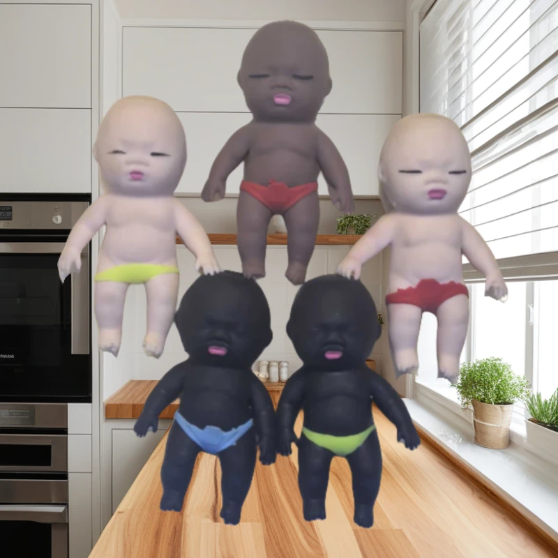 趣味可爱玩偶柔软解压黑人娃娃Q弹玩具学生放松课后过家家玩具
