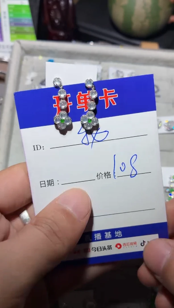 银S925镶嵌翡翠耳饰我****学我不想去上学