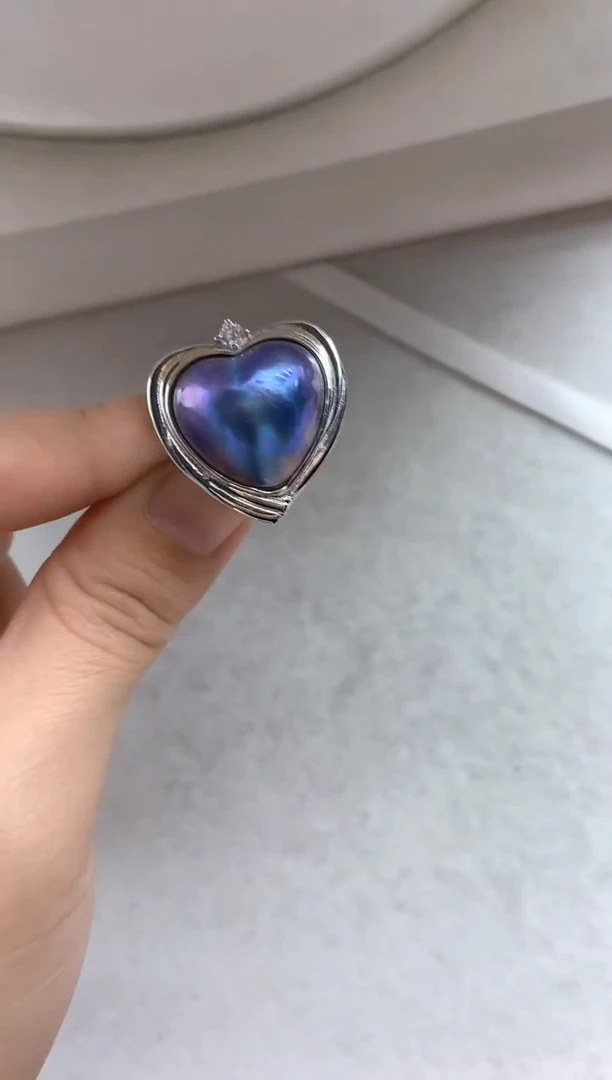 银S925镶嵌戒圈拼合珍珠（马贝珠）多样性发其一