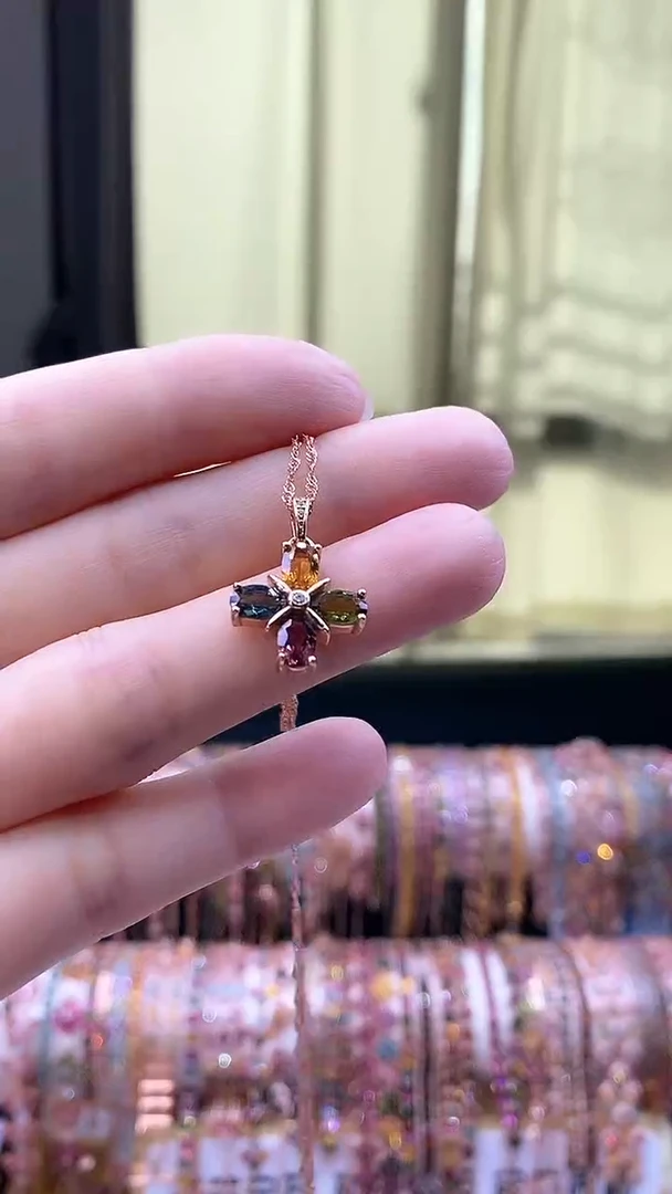 吊坠银S925镶嵌碧玺534354354354354