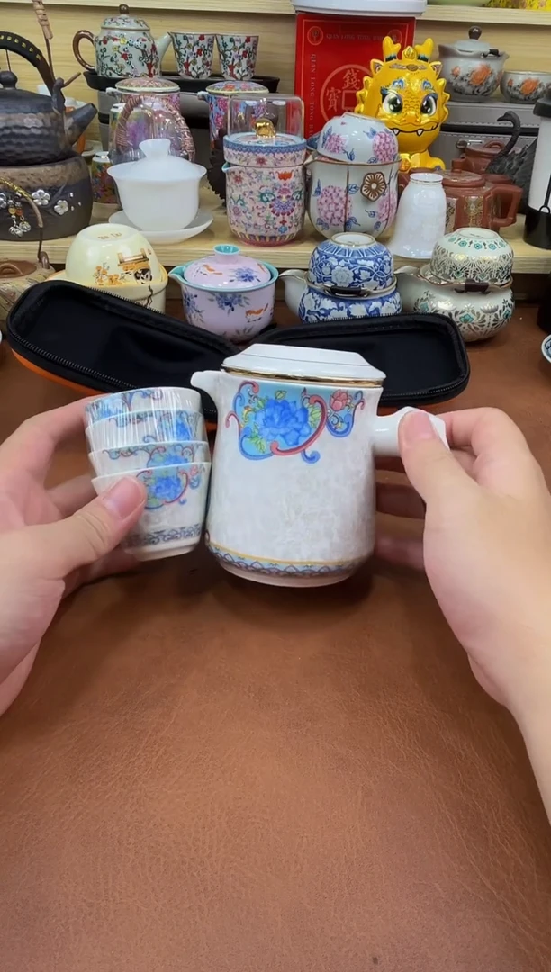 陶瓷茶具摆件旅行套组