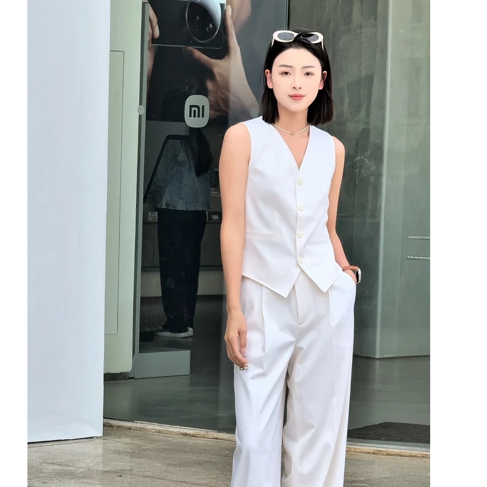 AMASS阿玛施春夏时尚复古气质休闲通勤纯色西装马甲女士5400870