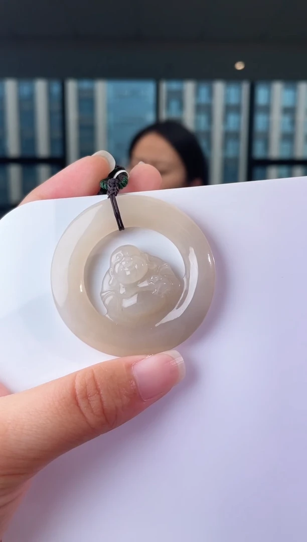 和田玉未镶嵌颈饰佛牌 带包容204