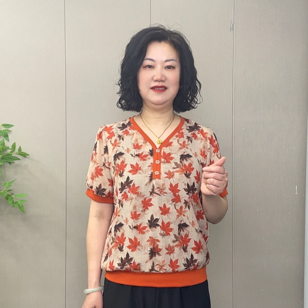 2025夏季新款时尚减龄短袖百搭女士显瘦休闲网红宽松遮肚妈妈装