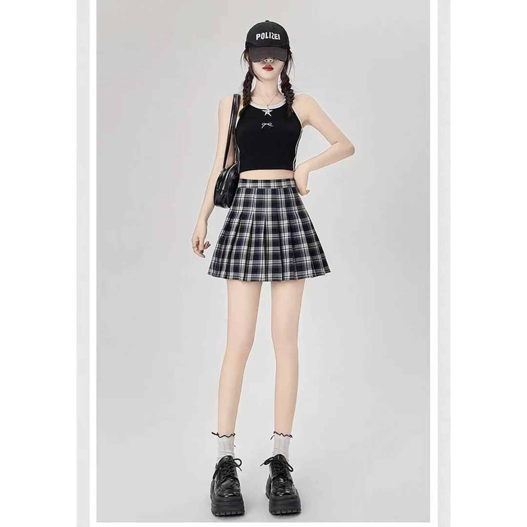 福利款 春夏新款JK制服格子百褶裙女a字裙半身裙胖mm高腰半截裙