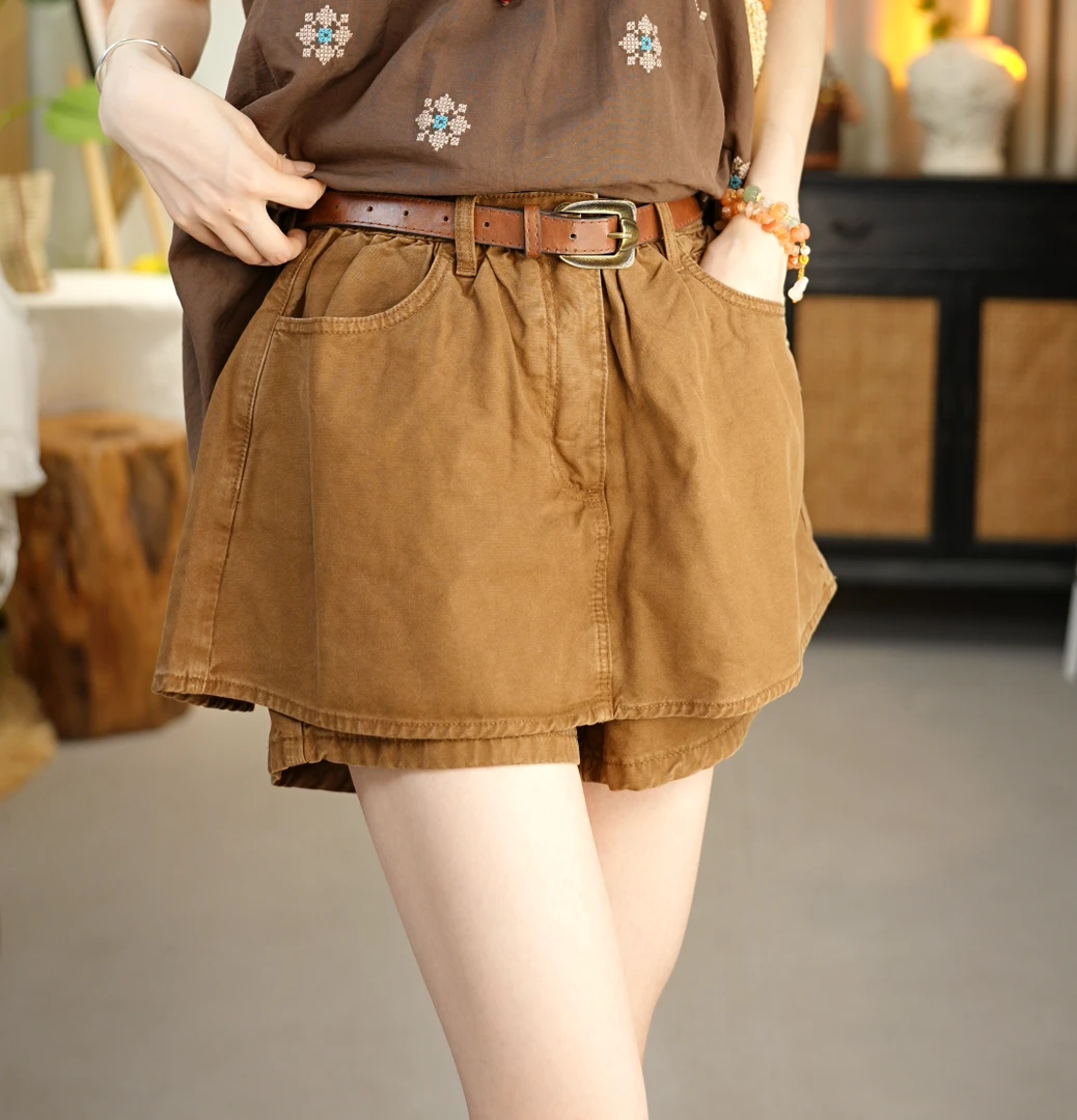 首次单独洗《金色年华》唐乐乐｜25new时髦假两件显瘦宽松短裤BF1077